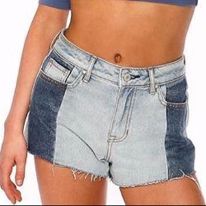 Multi colored jean shorts